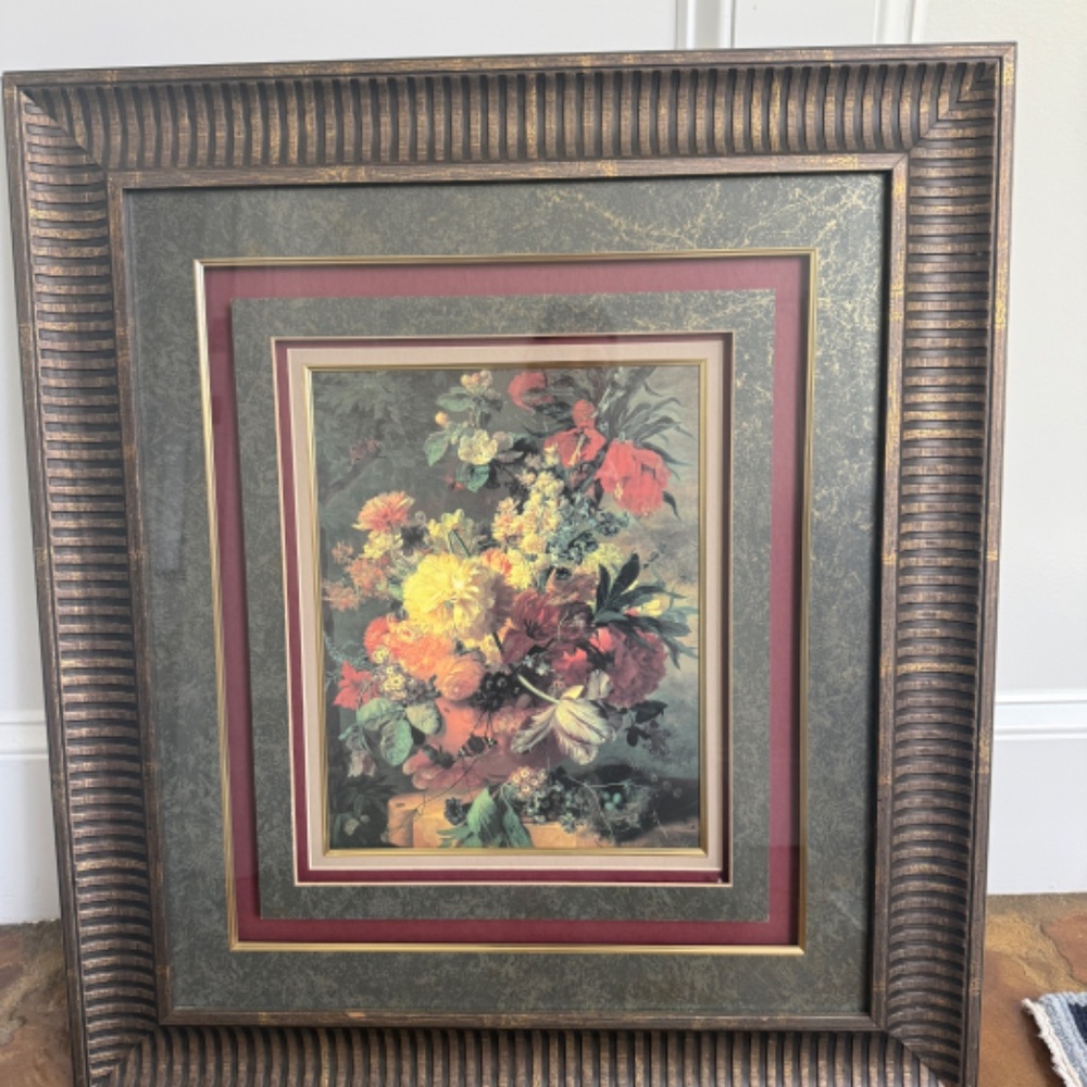 Custom Framed Print (Jan Van Huysum ?) Flowers in a Vase - Picture 7 of 7